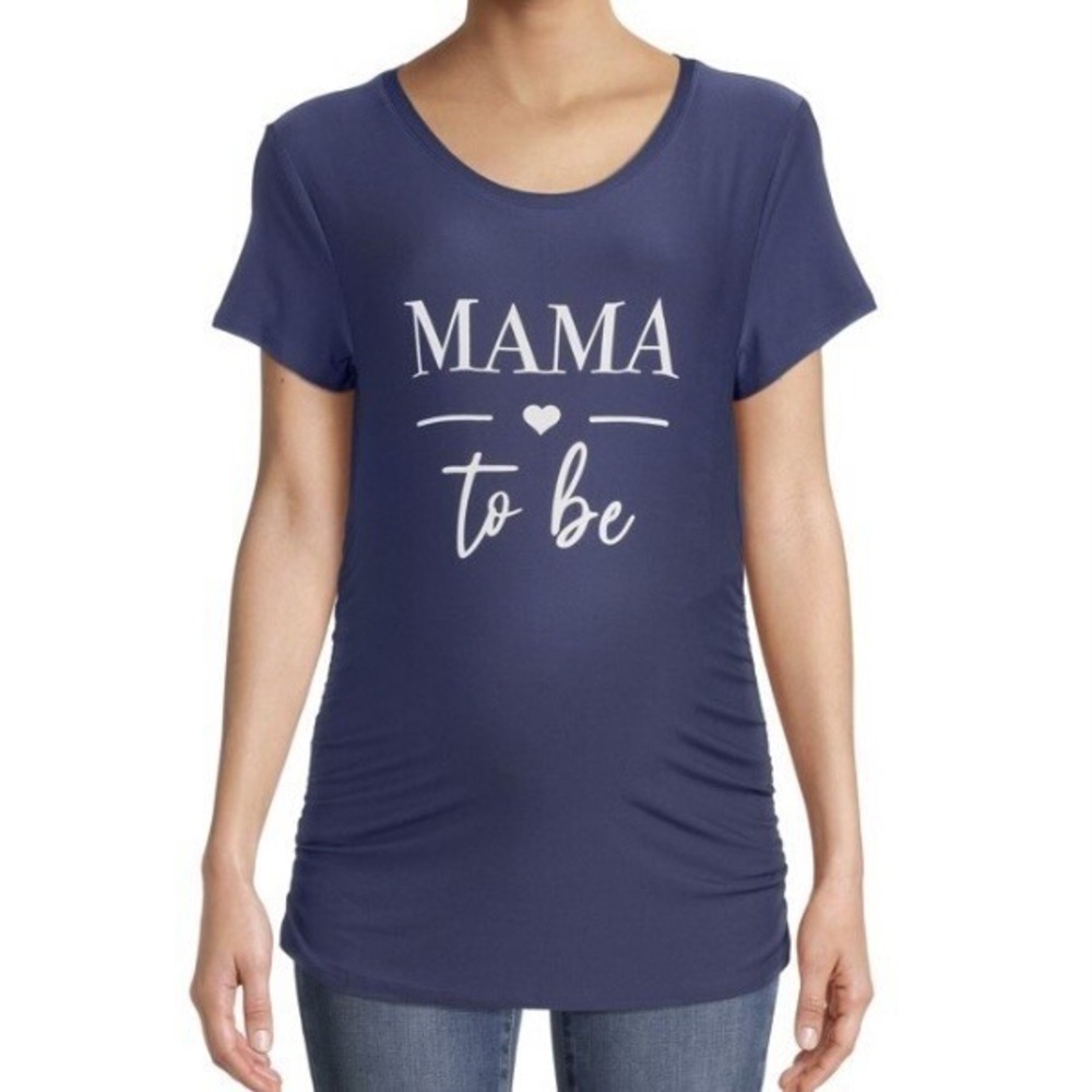 Time and Tru Womens Maternity Graphic Tee XL 16-18 New with Tags Blue Mama Soft